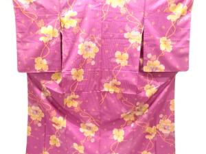 大正ロマン　花模様織出し着物